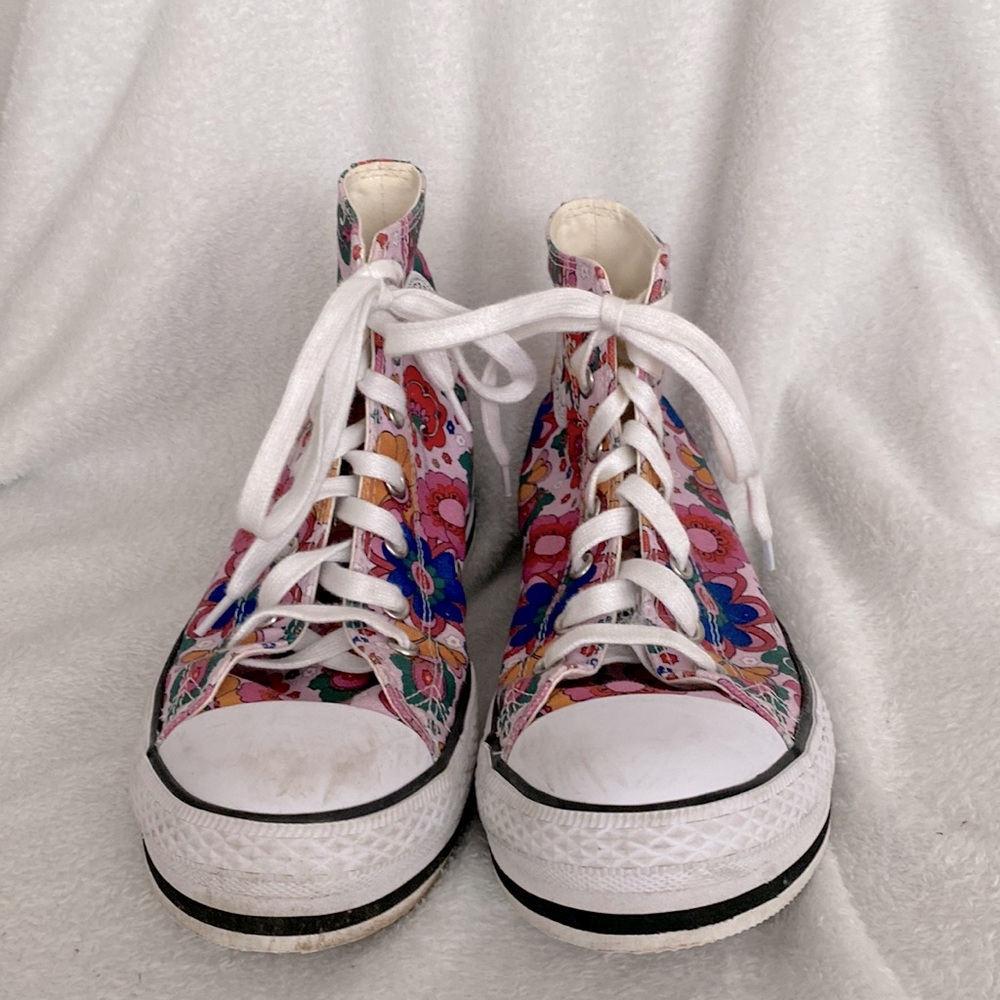 Floral platform converse custom lettering size 6 / 4